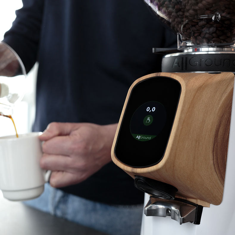 allground white with walnut grinder