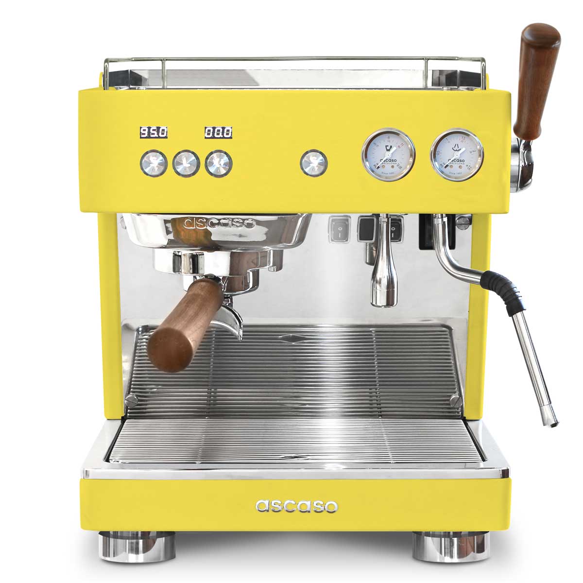 ascaso baby t single group espresso machine in yellow