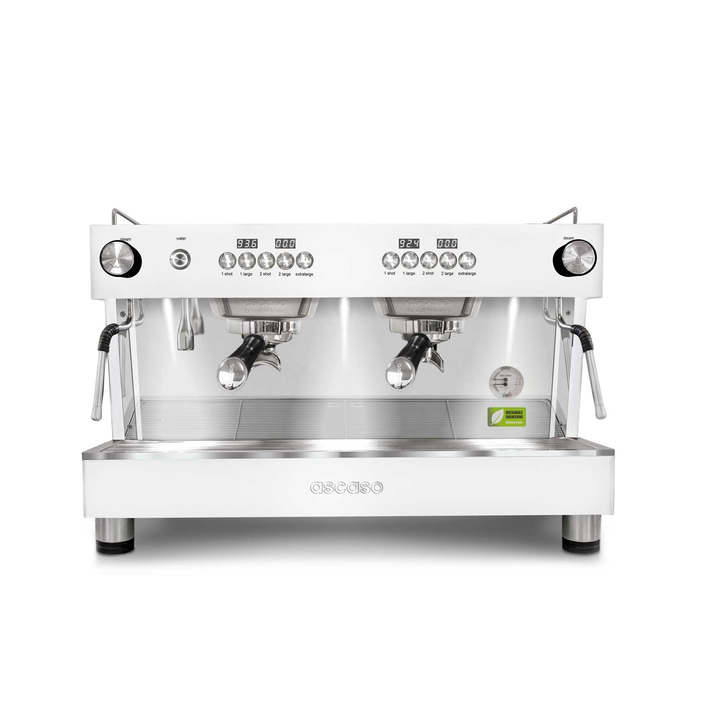 ascaso barista one two group espresso machine in white