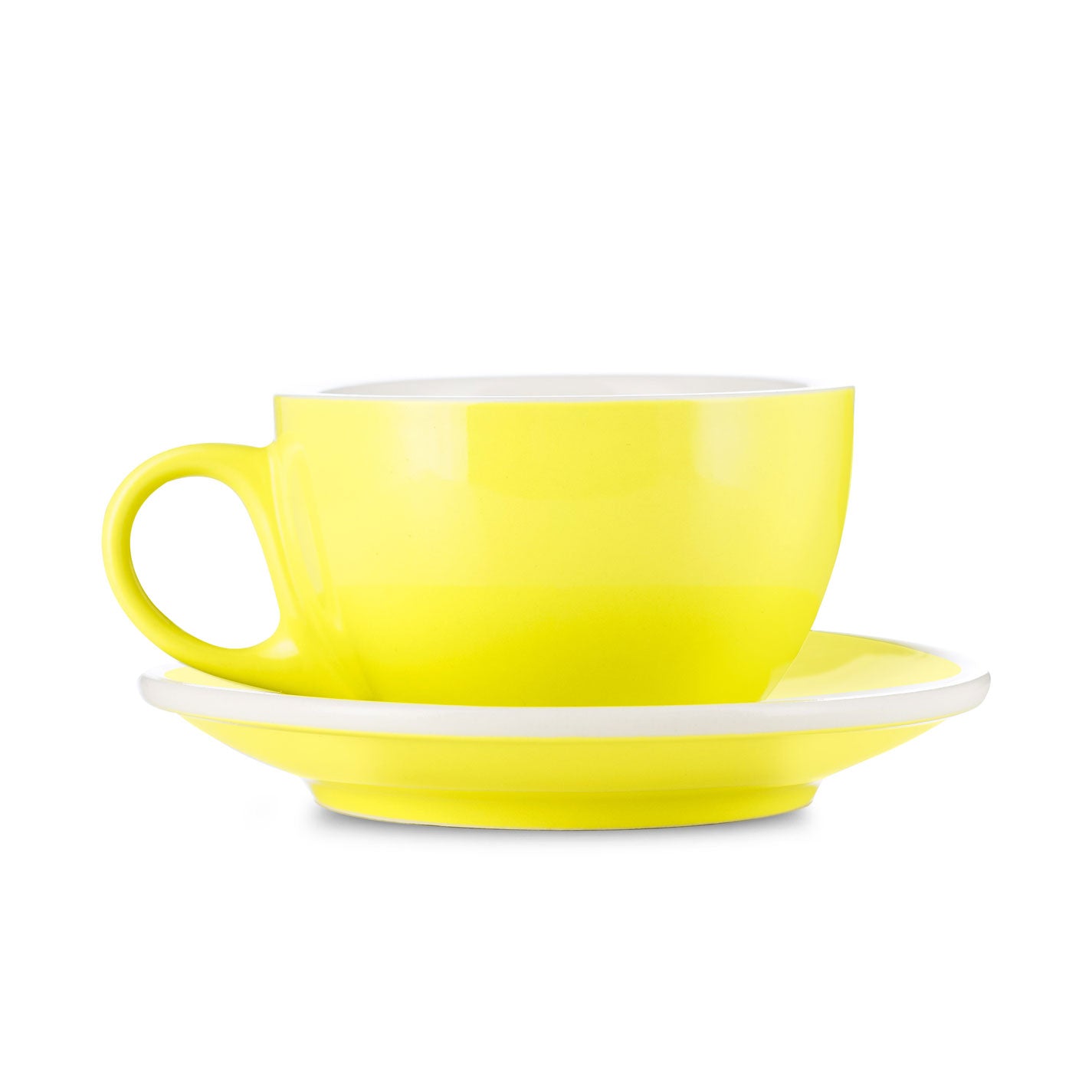 yellow cappuccino cup and saucer set