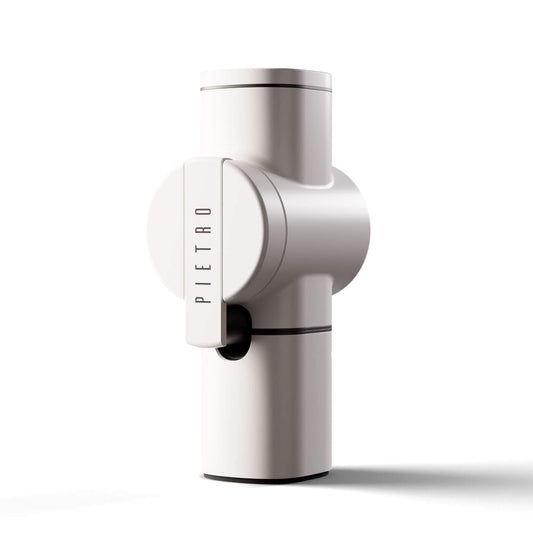 white pietro manual coffee grinder