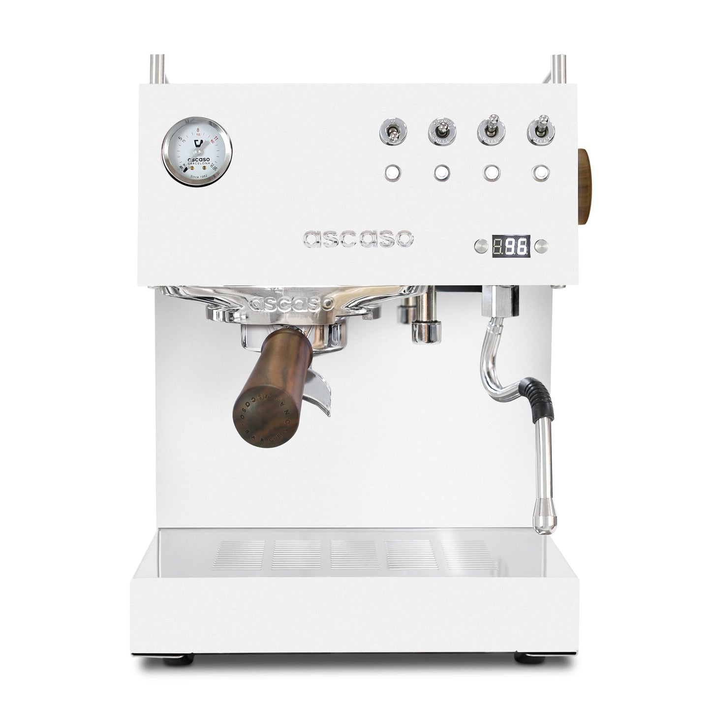 Steel DUO PID Espresso Machine – Dual Thermoblock, Programmable, 120V (White)