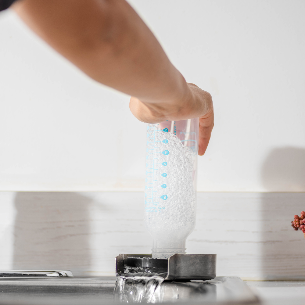GLASS RINSER FOR KITCHEN SINKS, NSF APPROVED, 4" ROUND STAINLESS STEEL PAN WITH DETACHED WOBBLE PLATE ACTIVATION