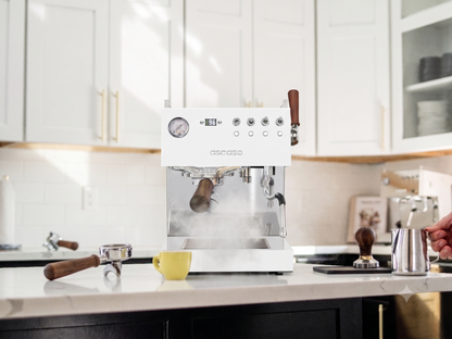 Ascaso Steel DUO PLUS PID Espresso Machine – Dual Thermoblock, Programmable, 120V (White)