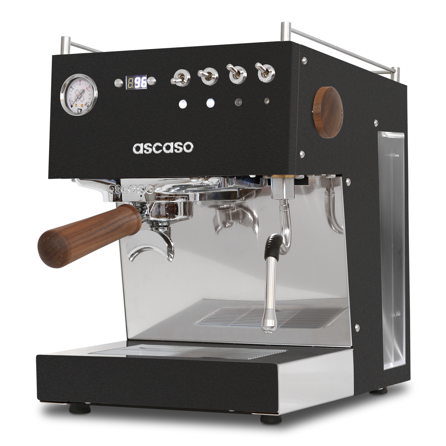 Black Ascaso espresso machine on a white background