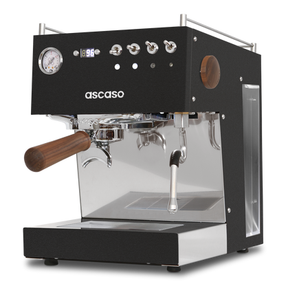 Black Ascaso espresso machine on a white background