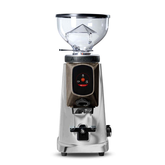 allground classic grinder bright silver with dark oak