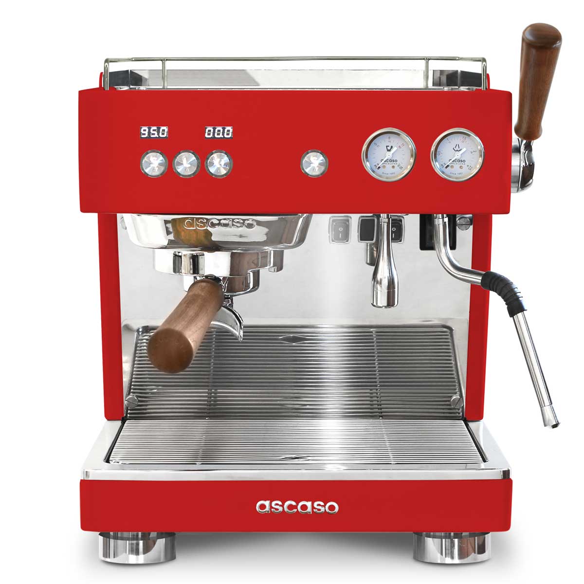 ascaso baby t single group espresso machine in red