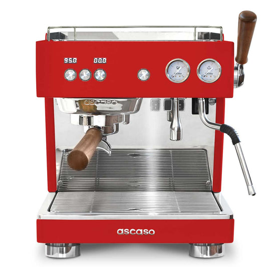 ascaso baby t single group espresso machine in red
