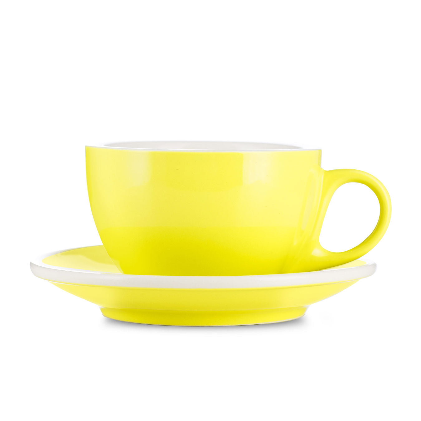 yellow cappuccino cup and saucer set