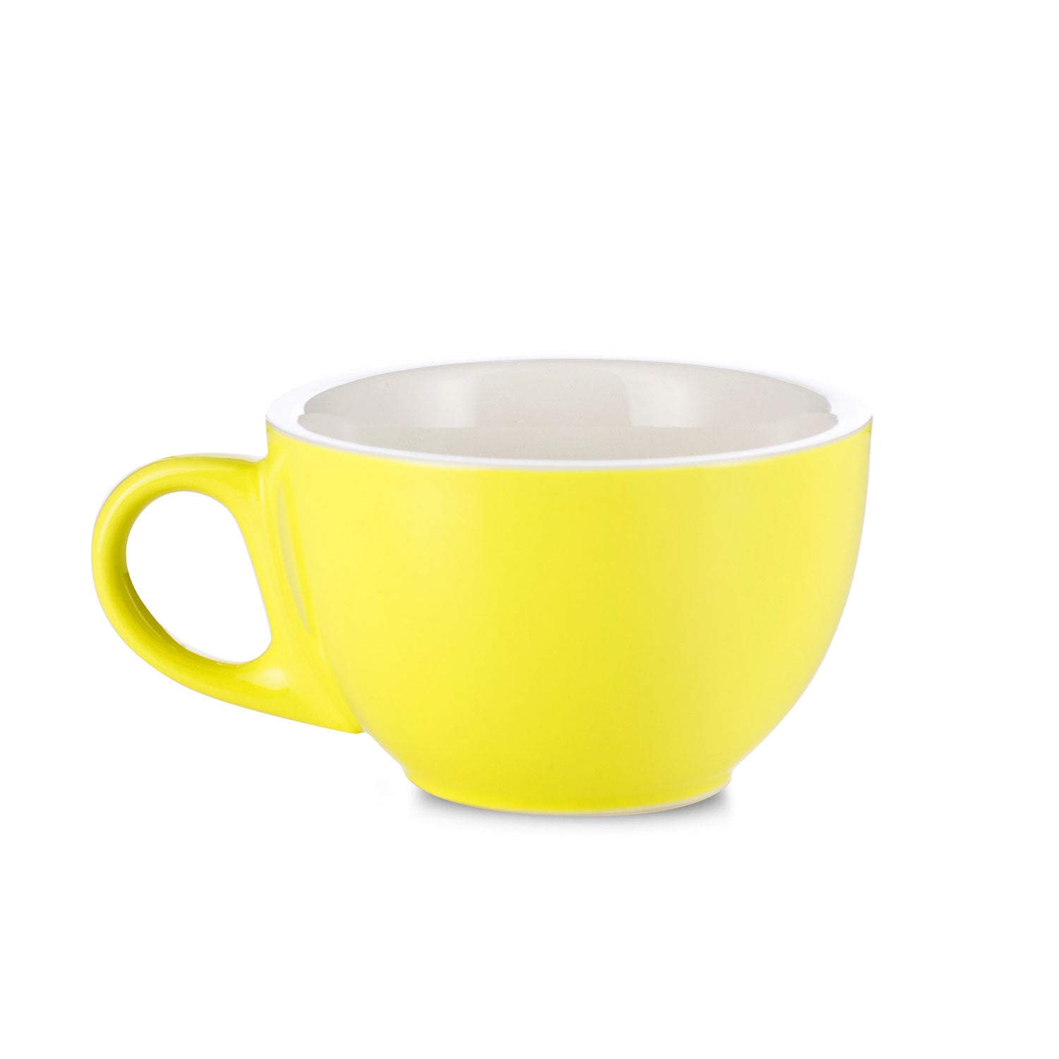 yellow cappuccino cup and saucer set