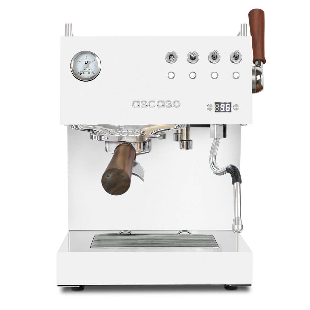 Ascaso Steel DUO PLUS PID Programmable Espresso Machine w/ Volumetric Controller, Dual Thermoblock, 120V (White)